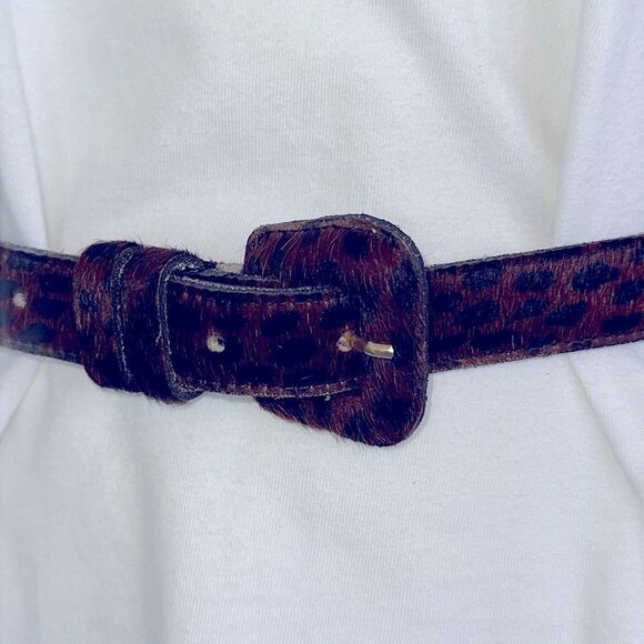 Vintage 80s Details brown & black animal print faux‎ fur belt main image 6